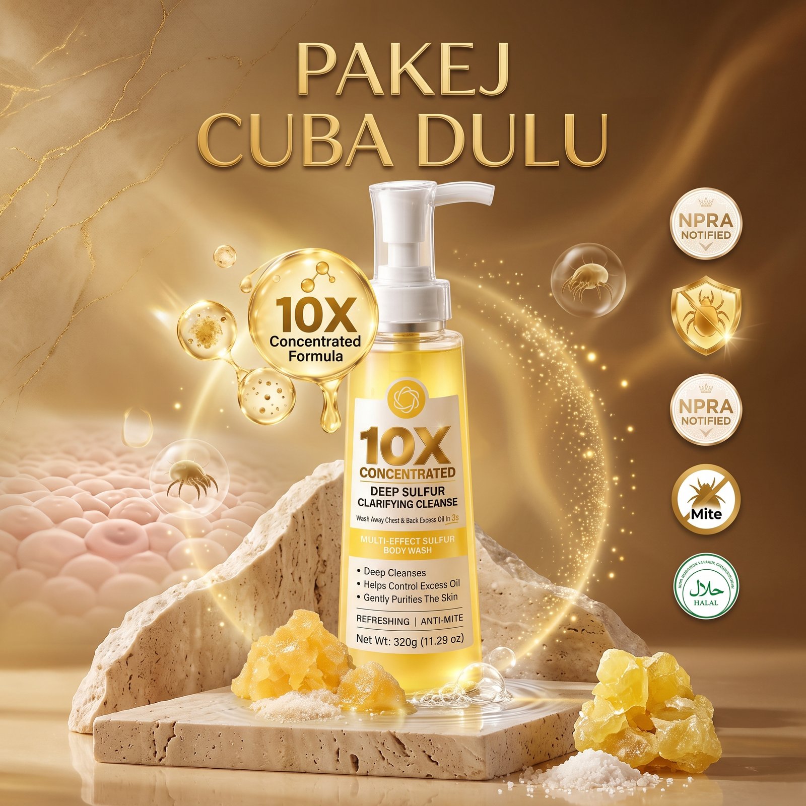 Pakej Cuba Dr.Ritta Sulfur Body Wash 1 botol