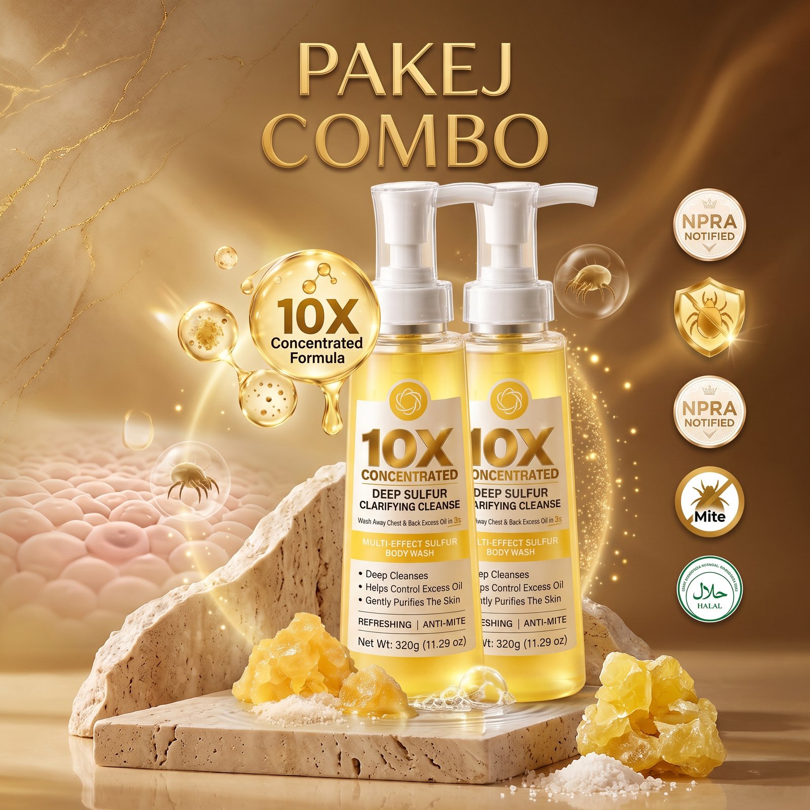 Pakej Combo Dr.Ritta Sulfur Body Wash 2 botol